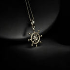 Sterling Silver Nautical Ship Wheel Necklace Gold Pendant   Charmora Jewelry