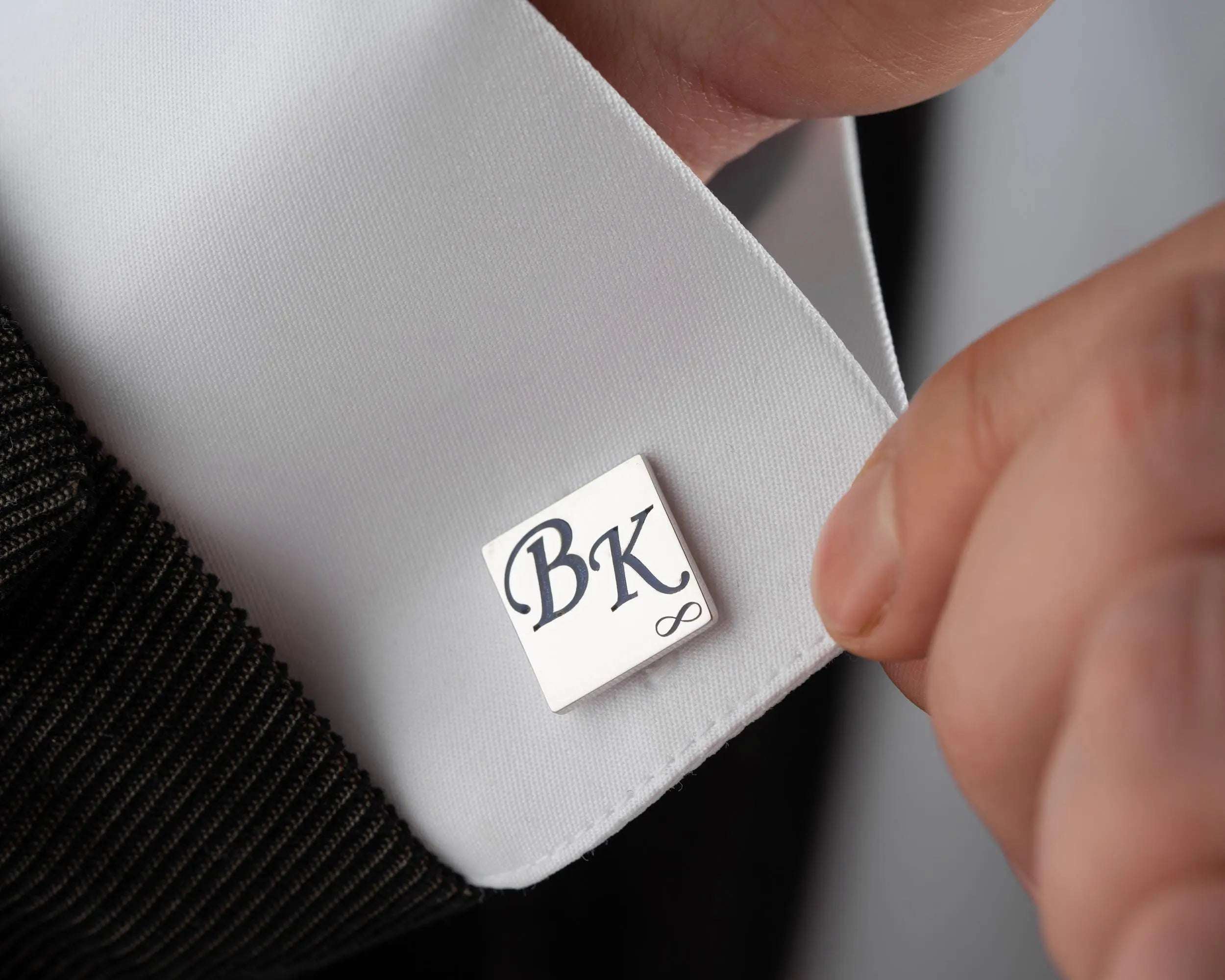 Engraved Sterling Silver Infinity Cufflinks: Personalized Wedding Groomsmen Gift   Charmora Jewelry