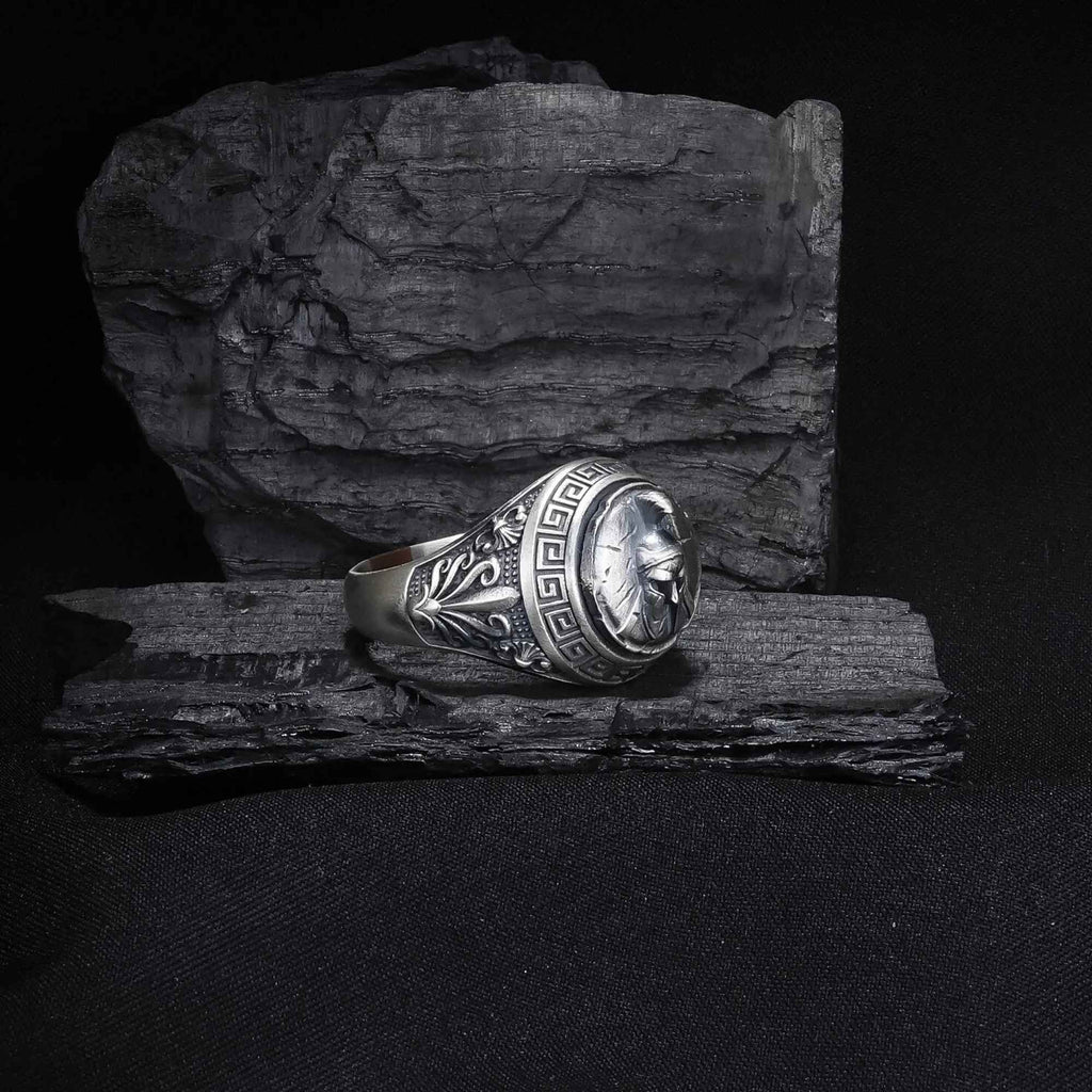 Sterling Silver Spartan Ring: Leonidas Warrior Shield Design