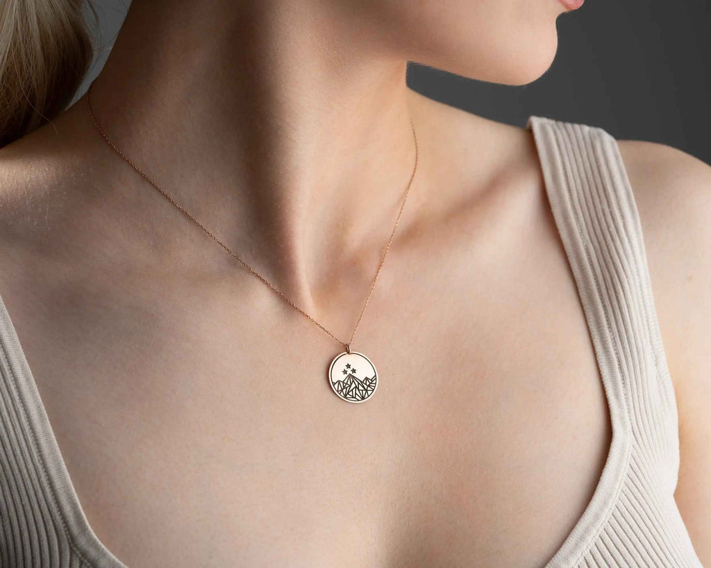 Sterling Silver Mountain Coin Necklace: Night Court Pendant