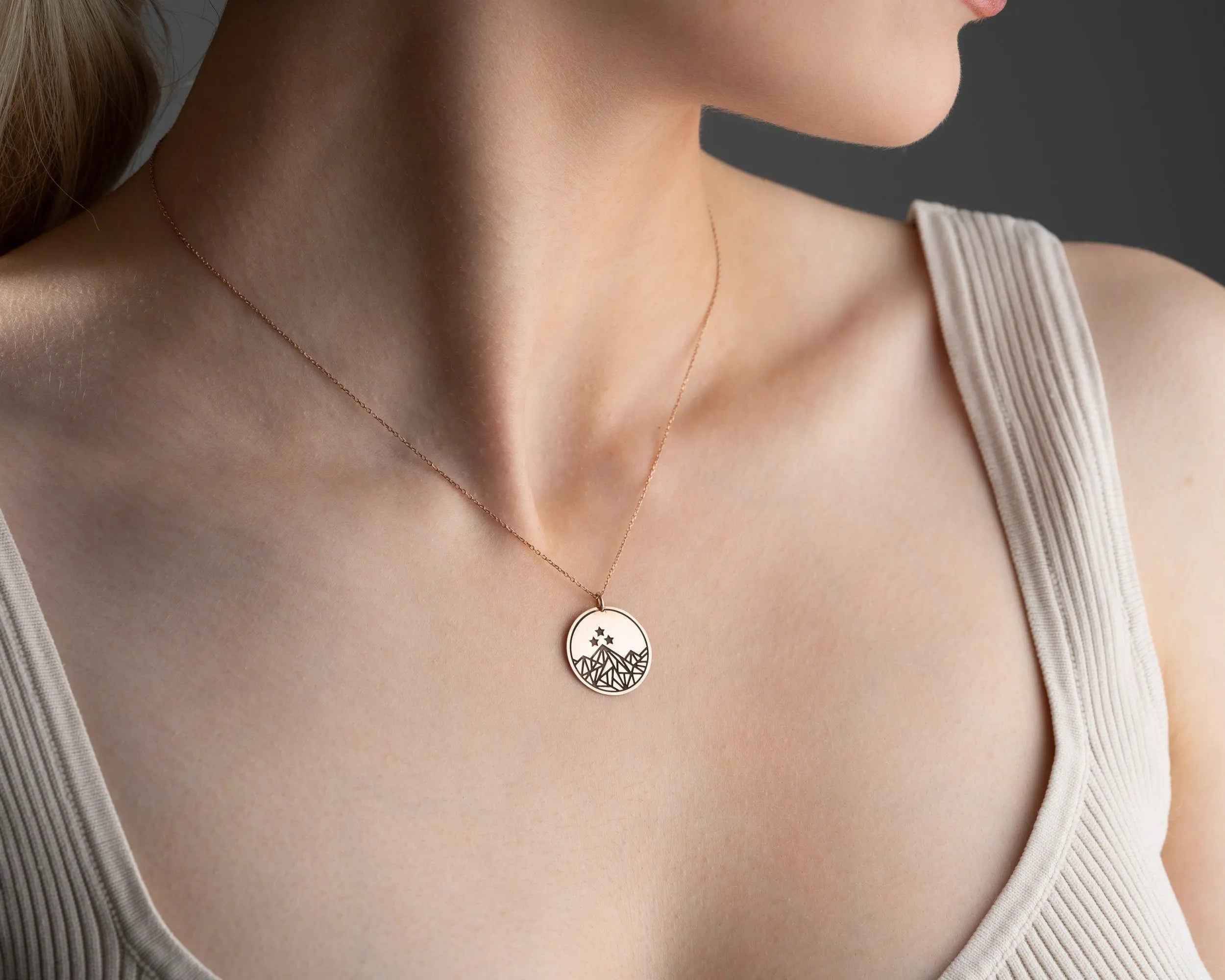 Sterling Silver Mountain Coin Necklace: Night Court Pendant