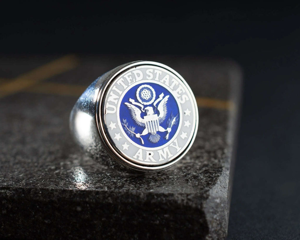 Sterling Silver American Coat of Arms Ring: Patriotic Bird Jewelry   Charmora Jewelry