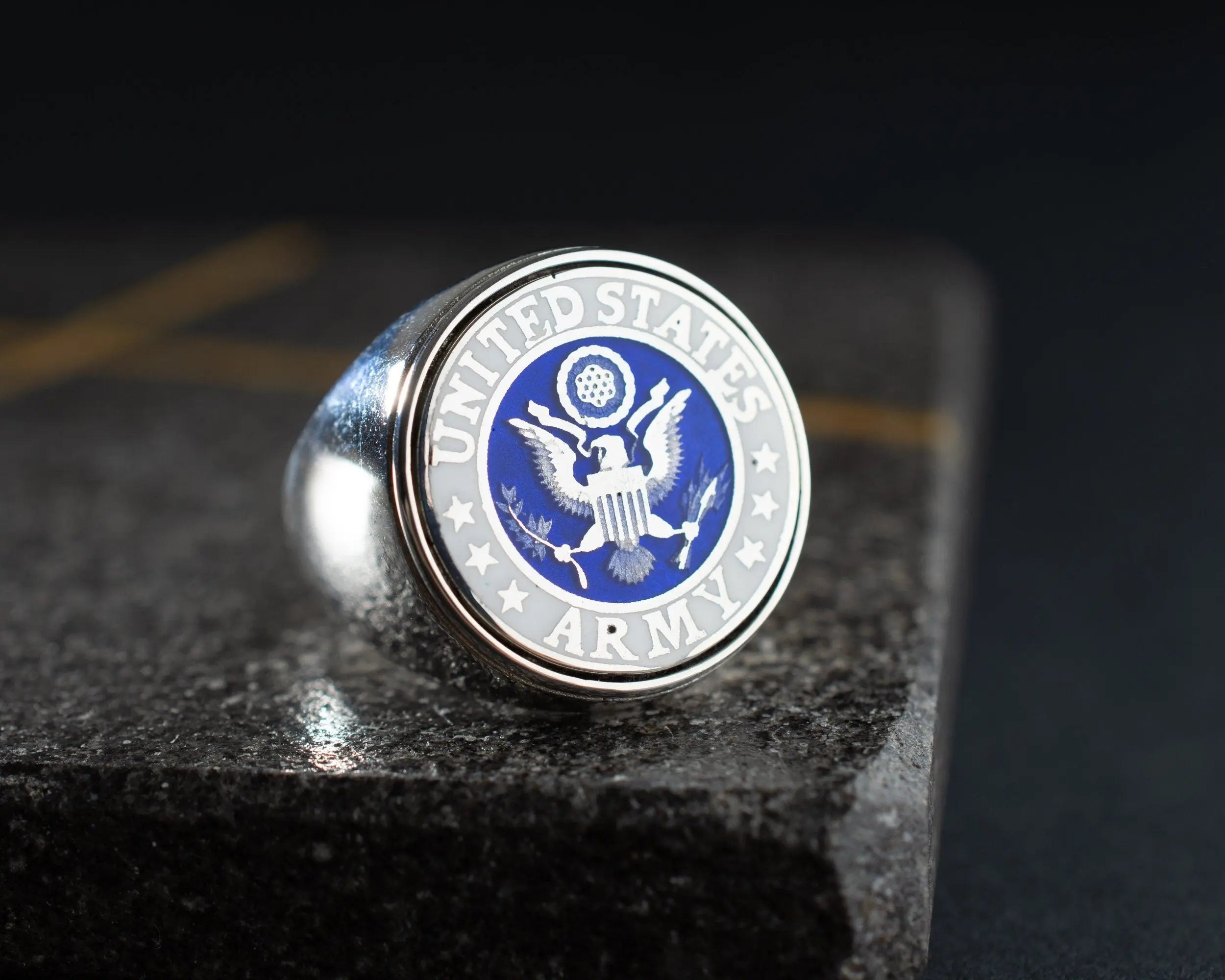 Sterling Silver American Coat of Arms Ring: Patriotic Bird Jewelry