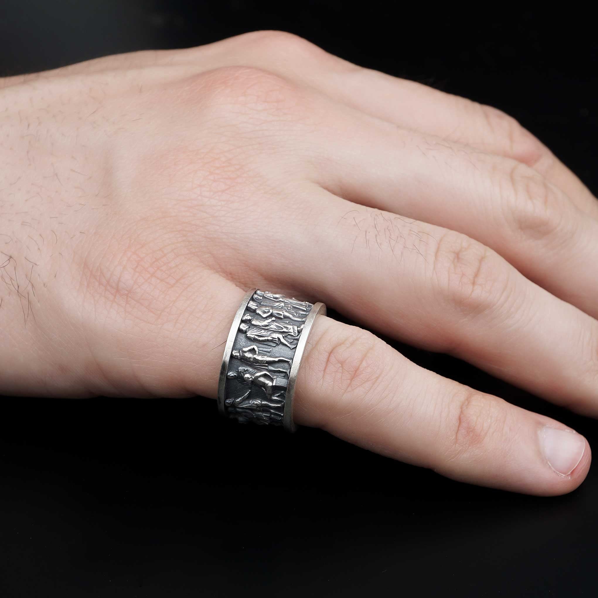 Ancient Roman Senator Ring: 925 Sterling Silver, Roman Empire Jewelry