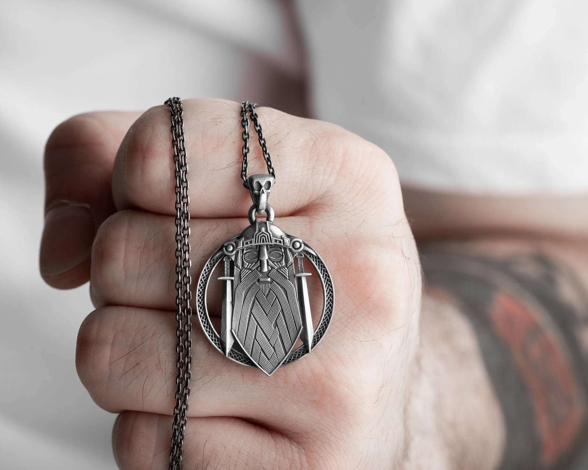 Handmade Sterling Silver Viking Warrior Pendant Necklace   Charmora Jewelry