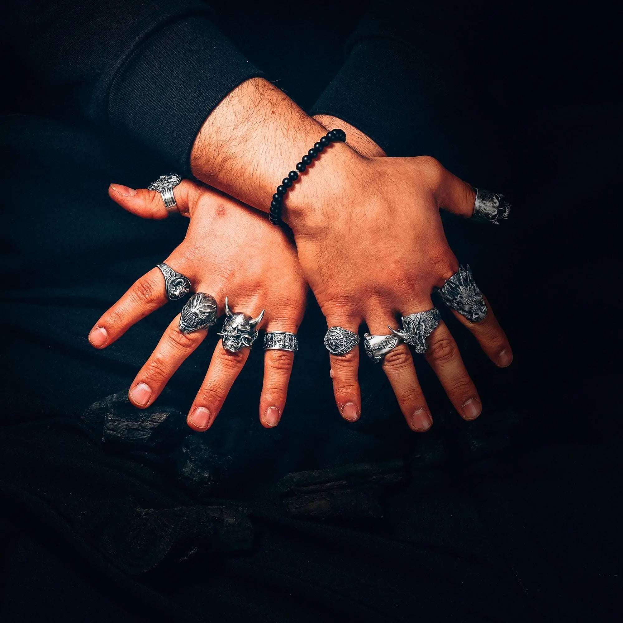 Oxidized 925 Sterling Silver Men's Ring: Handmade Silver Jewelry   Charmora Jewelry