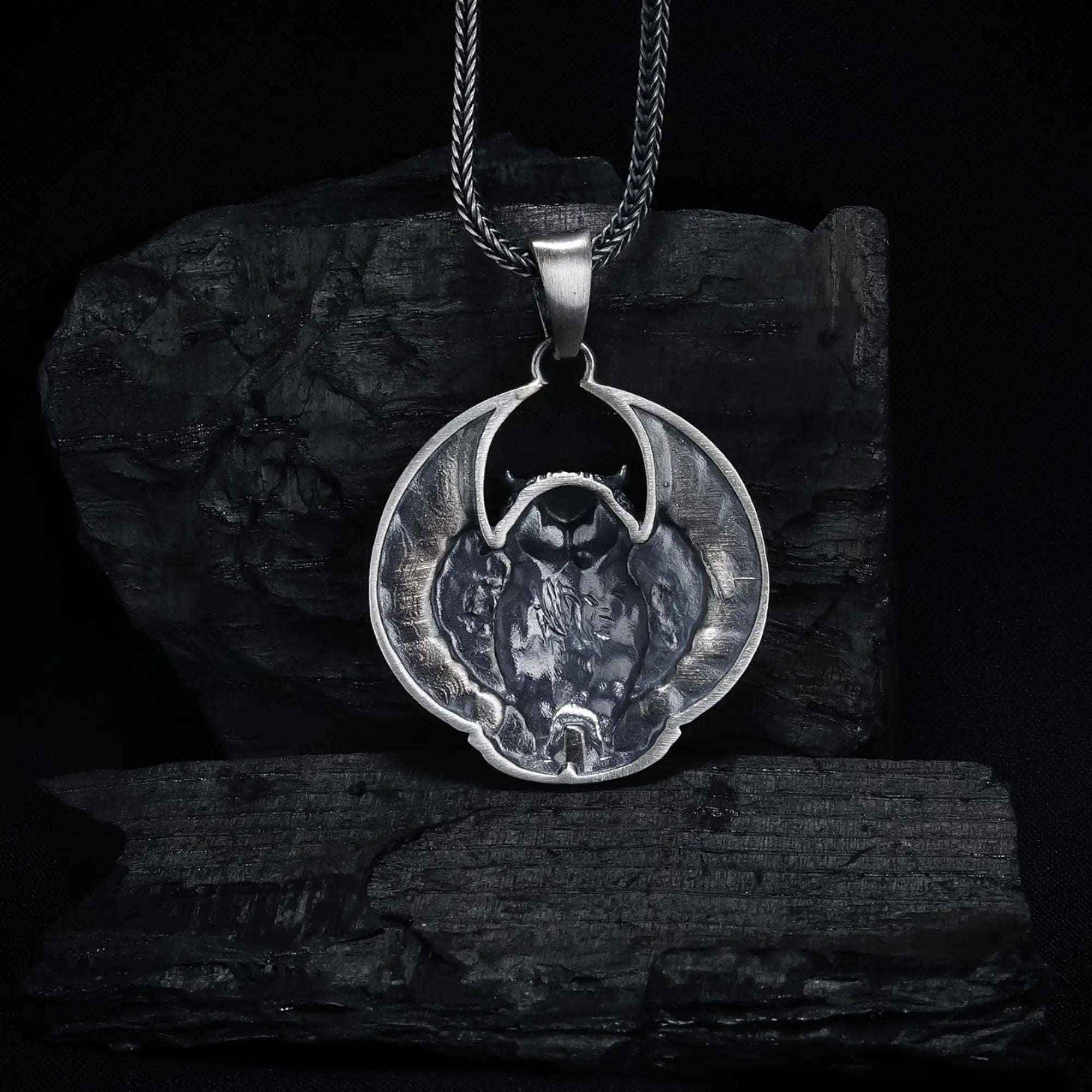 Sterling Silver Owl Pendant Necklace: Open Wings, Night Bird Jewelry