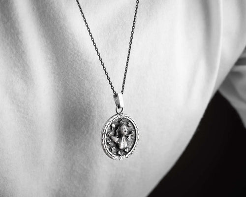 Sterling Silver Angel Devil Skull Pendant Necklace: Punk Biker Jewelry   Charmora Jewelry