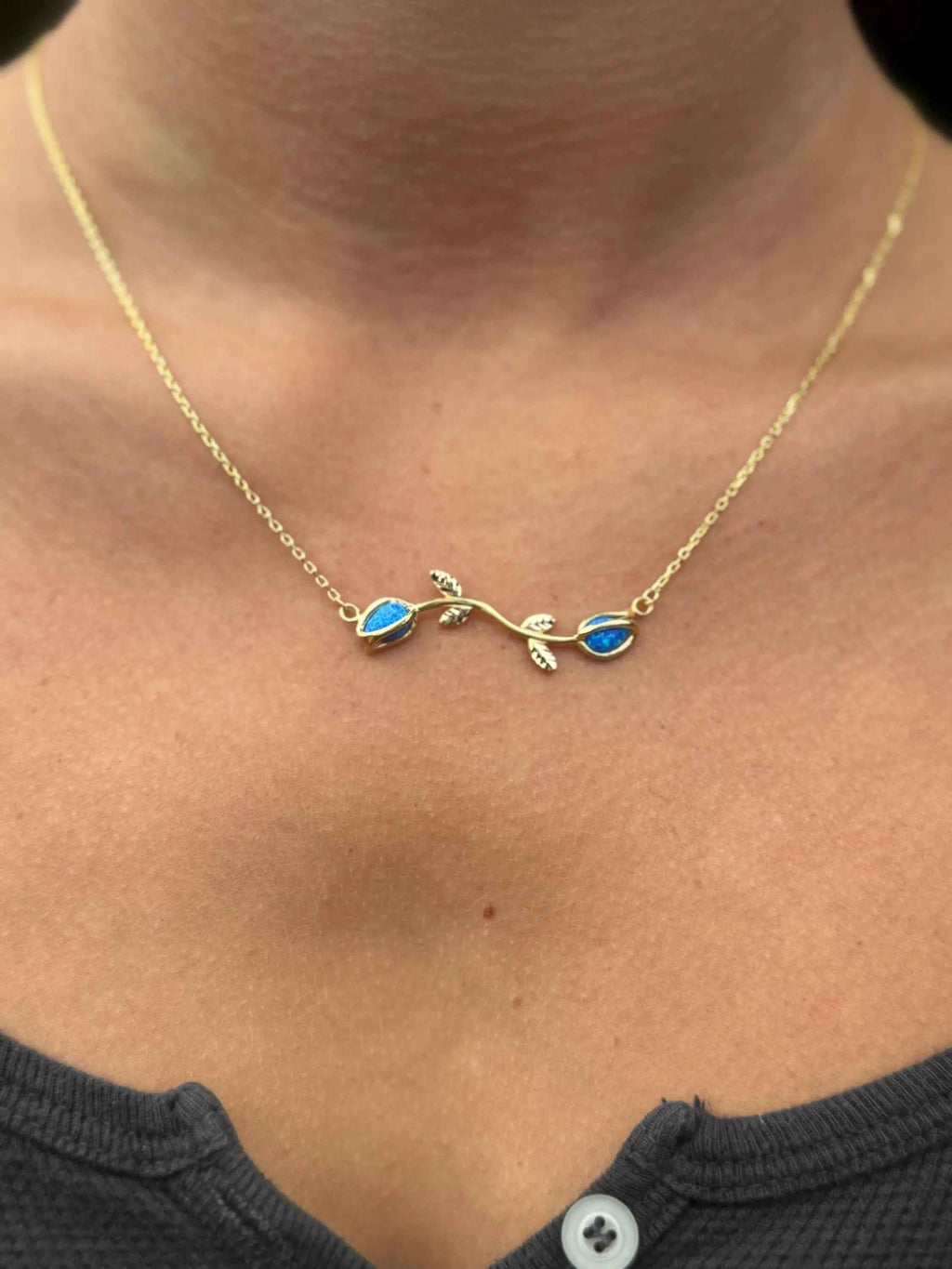 Opal Tulip Necklace: Sterling Silver Floral Pendant, Handmade Jewelry