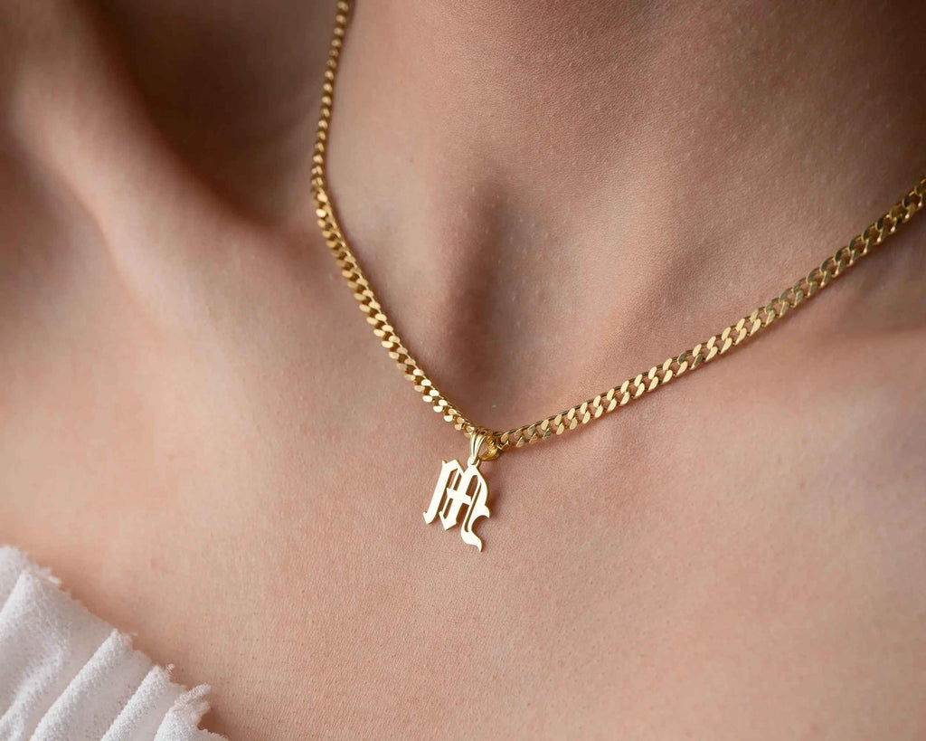 Sterling Silver Initial Necklace: Personalized Gold Letter Pendant