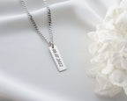 Engraved Sterling Silver Bar Necklace for Men Personalized Gift   Charmora Jewelry