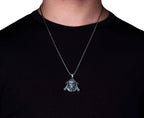 Oxidized Sterling Silver Skull Necklace - Handmade Men's Jewelry