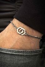 Sterling Silver Geometric Bracelet: Minimal Modern Chain Jewelry