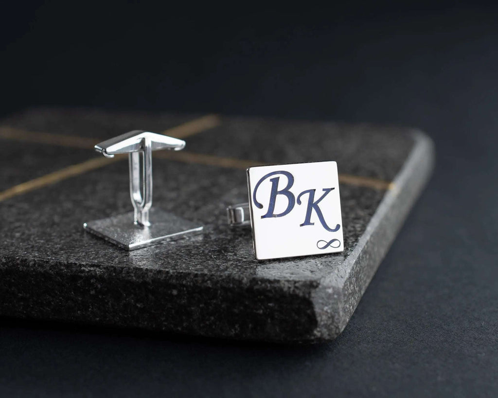 Engraved Sterling Silver Infinity Cufflinks: Personalized Wedding Groomsmen Gift   Charmora Jewelry