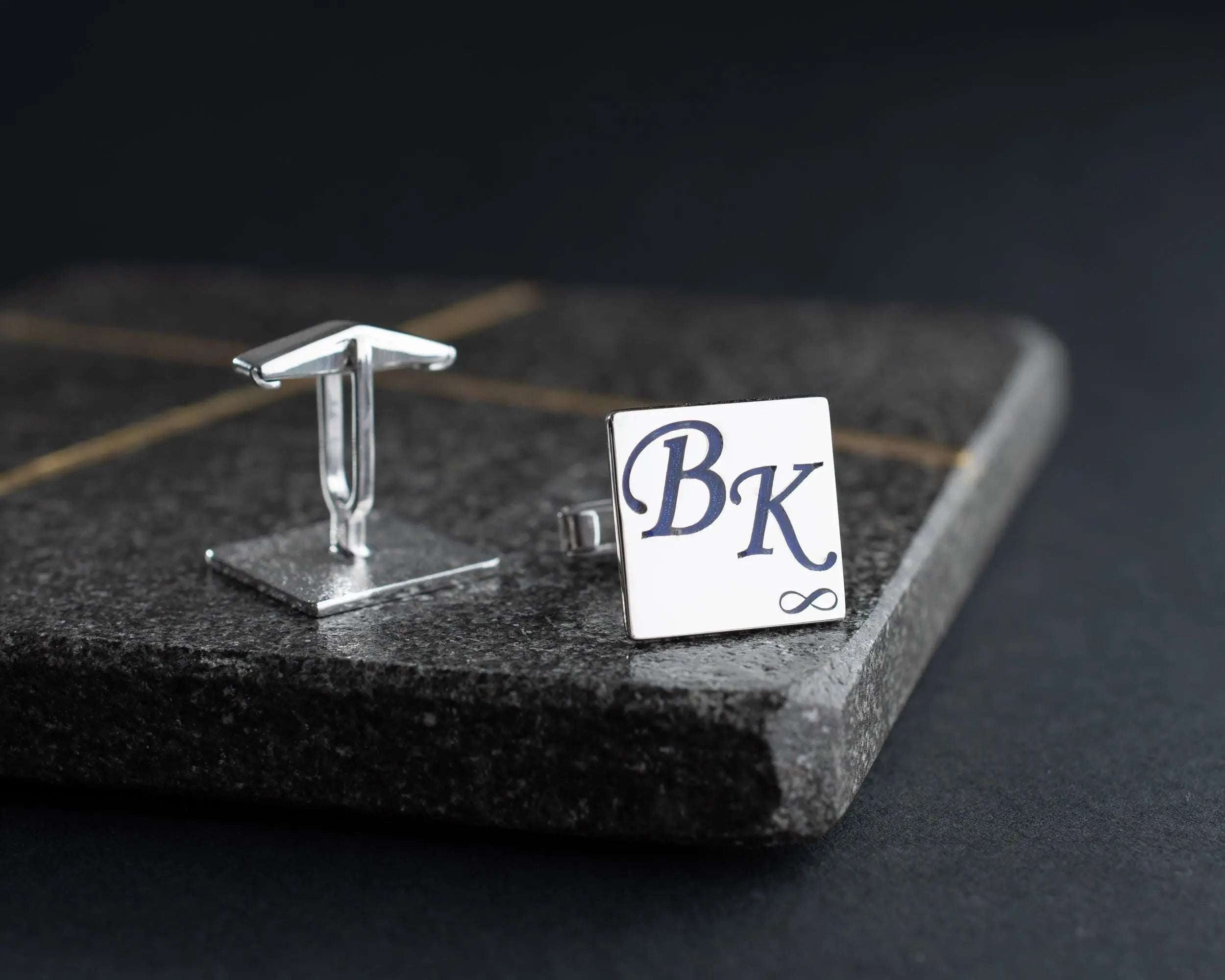 Engraved Sterling Silver Infinity Cufflinks: Personalized Wedding Groomsmen Gift   Charmora Jewelry