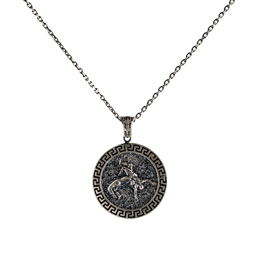 Ancient Greek Wrestling Medallion  Necklace  Charmora Jewelry