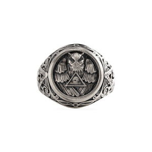 Athena Owl Relief Motif Signet Ring  Ring  Charmora Jewelry