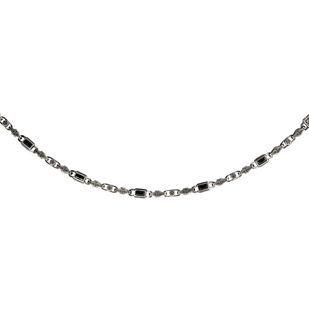 Black Baguette Box Clasp Link Bracelet  Bracelet  Charmora Jewelry