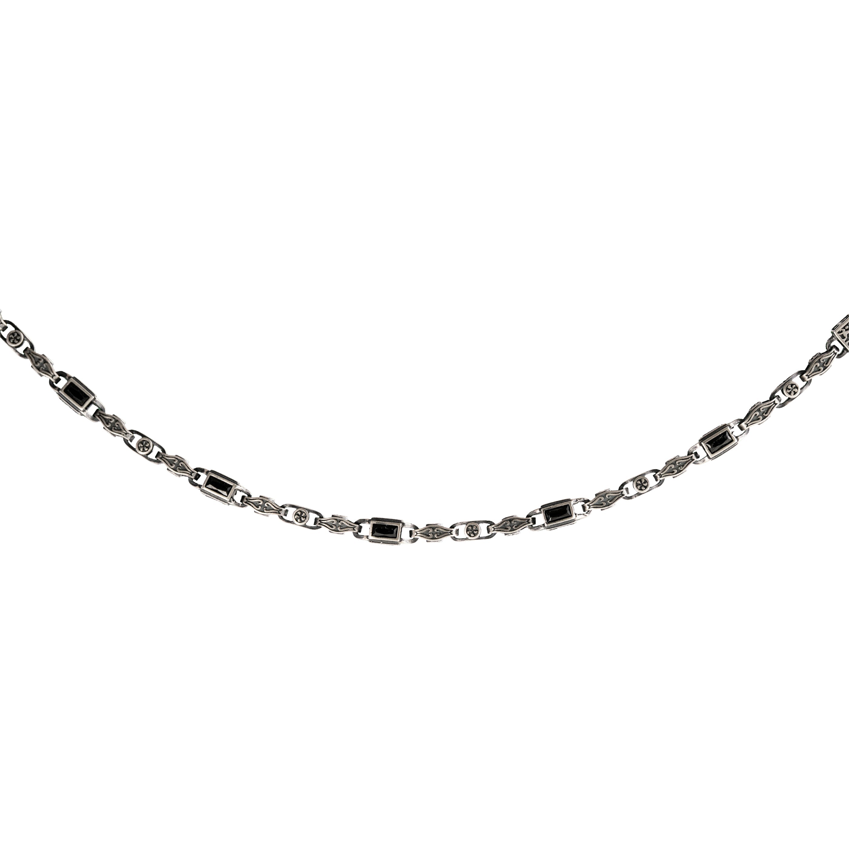 Black Baguette Box Clasp Link Bracelet  Bracelet  Charmora Jewelry