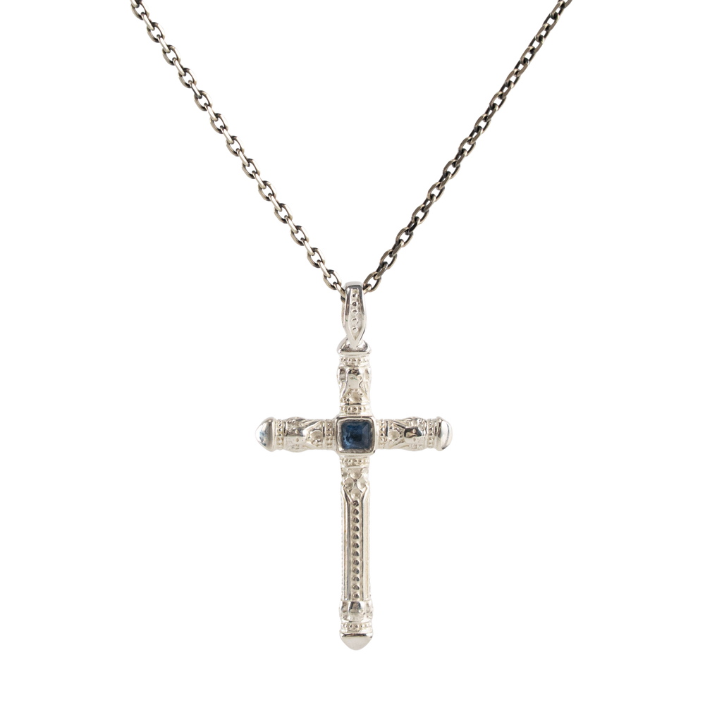 Sapphire Cross Pendant Necklace  Necklace  Charmora Jewelry