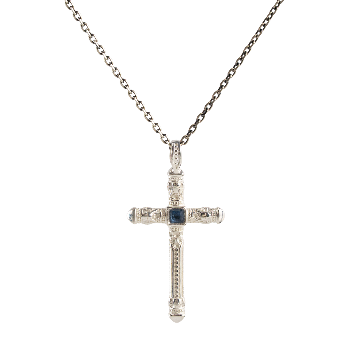 Sapphire Cross Pendant Necklace  Necklace  Charmora Jewelry