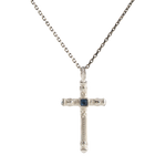 Sapphire Cross Pendant Necklace  Necklace  Charmora Jewelry