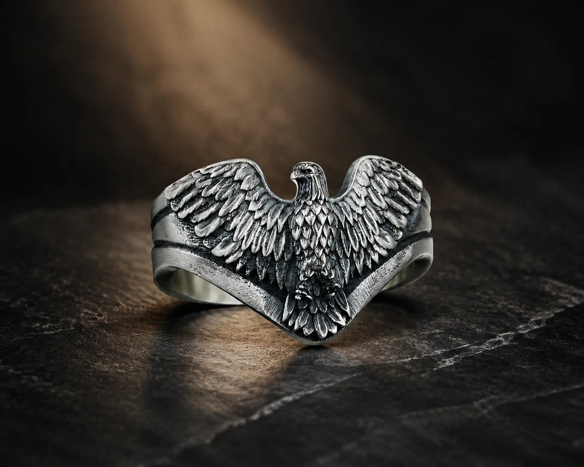 American Eagle Patriotic Bird Wrap Ring  Ring Charmora Jewelry