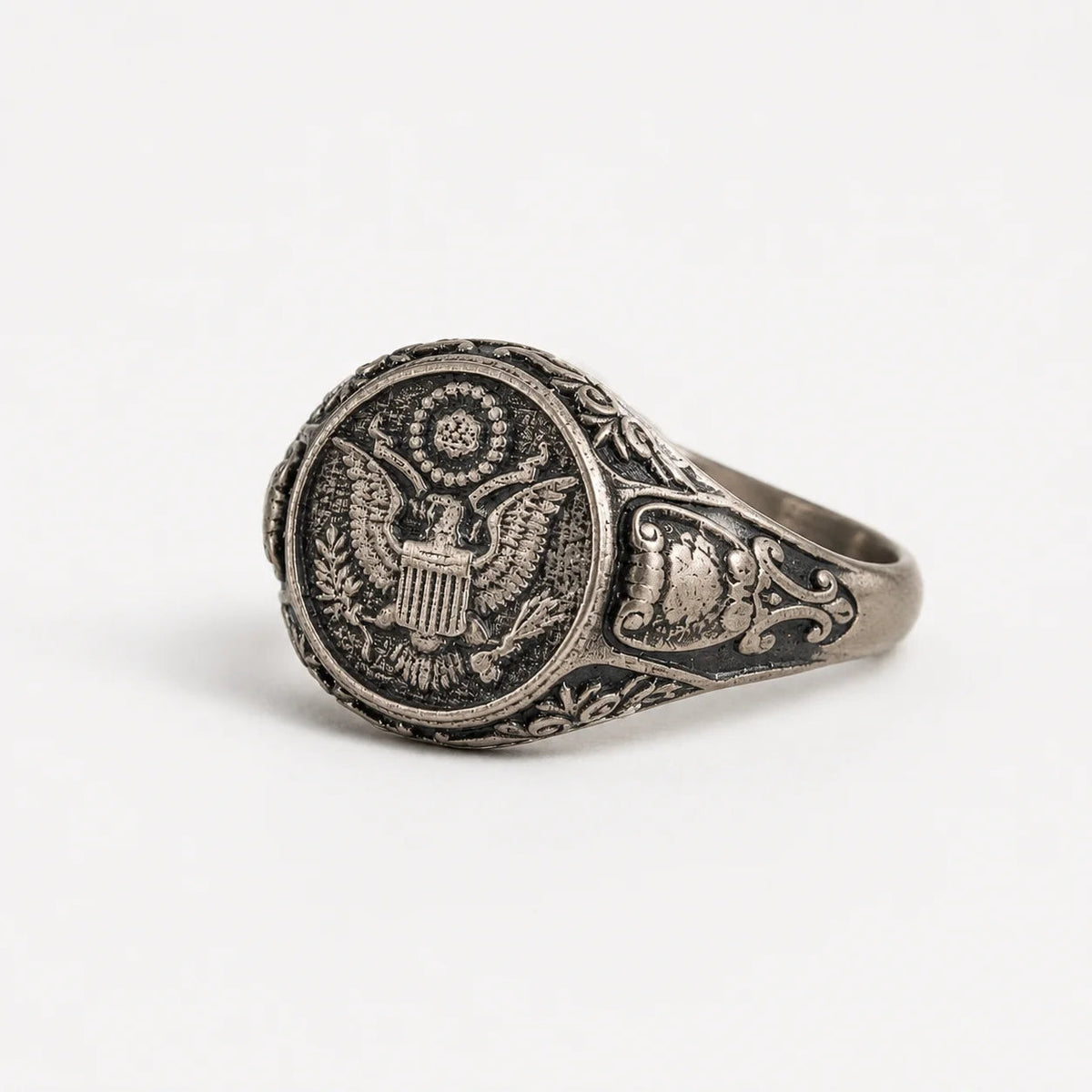 American Coat of Arms Eagle Crest Signet Ring  Ring Charmora Jewelry