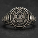 American Coat of Arms Eagle Crest Signet Ring  Ring Charmora Jewelry