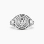American Coat of Arms Eagle Crest Signet Ring  Ring Charmora Jewelry