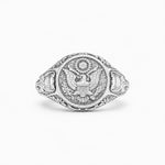 American Coat of Arms Eagle Crest Signet Ring  Ring Charmora Jewelry
