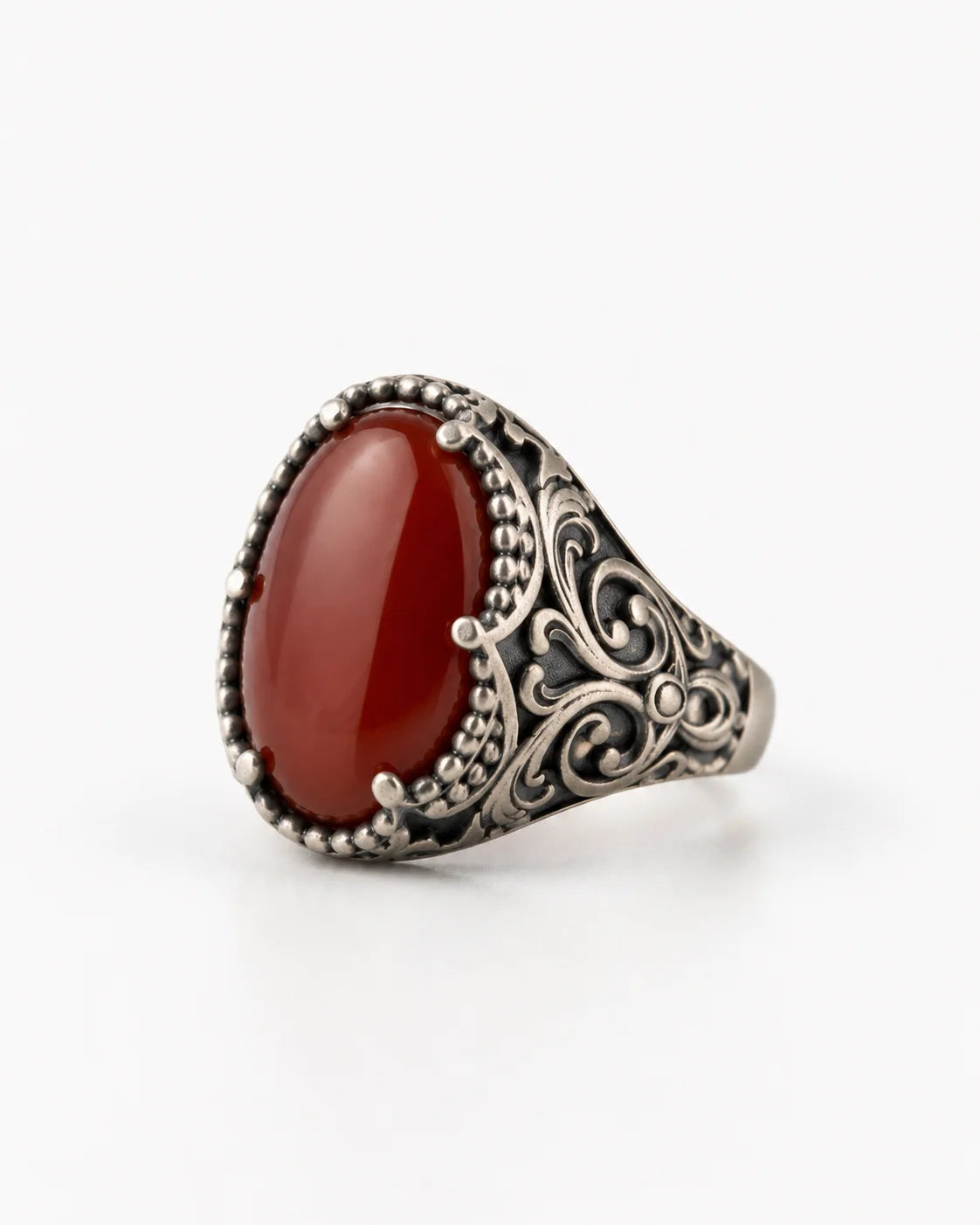 Carnelian Relief Motif Signet Ring  Ring Charmora Jewelry