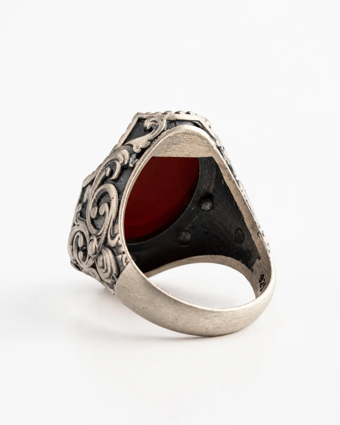 Carnelian Relief Motif Signet Ring  Ring Charmora Jewelry
