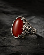Carnelian Relief Motif Signet Ring  Ring Charmora Jewelry