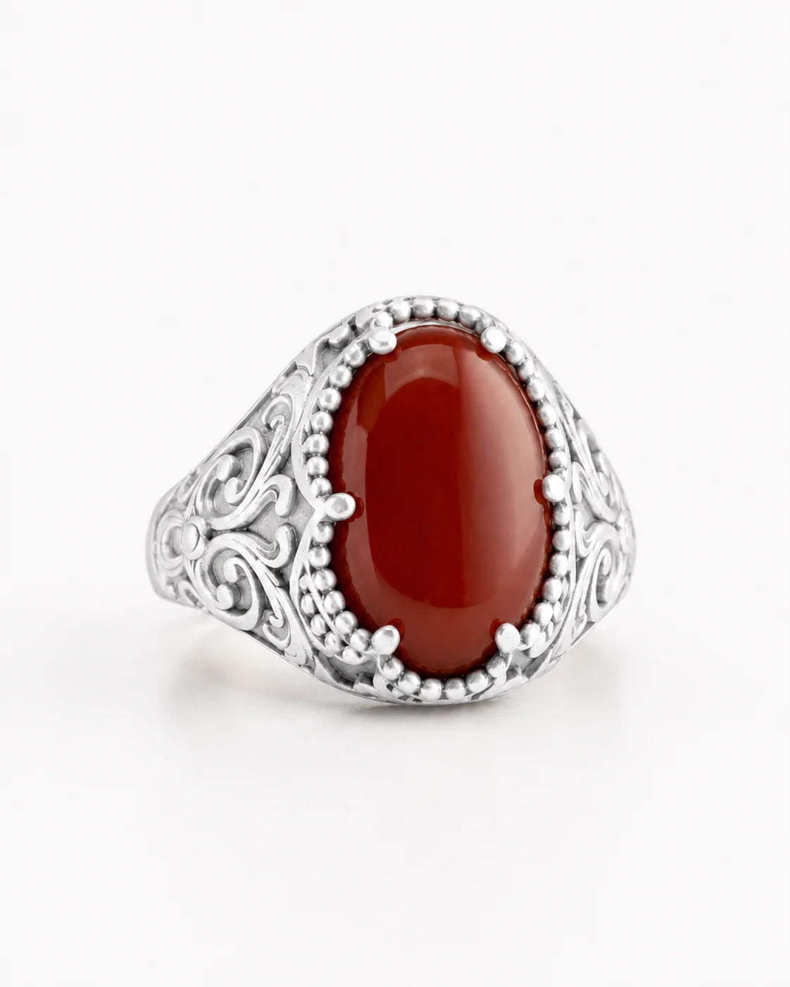 Carnelian Relief Motif Signet Ring  Ring Charmora Jewelry