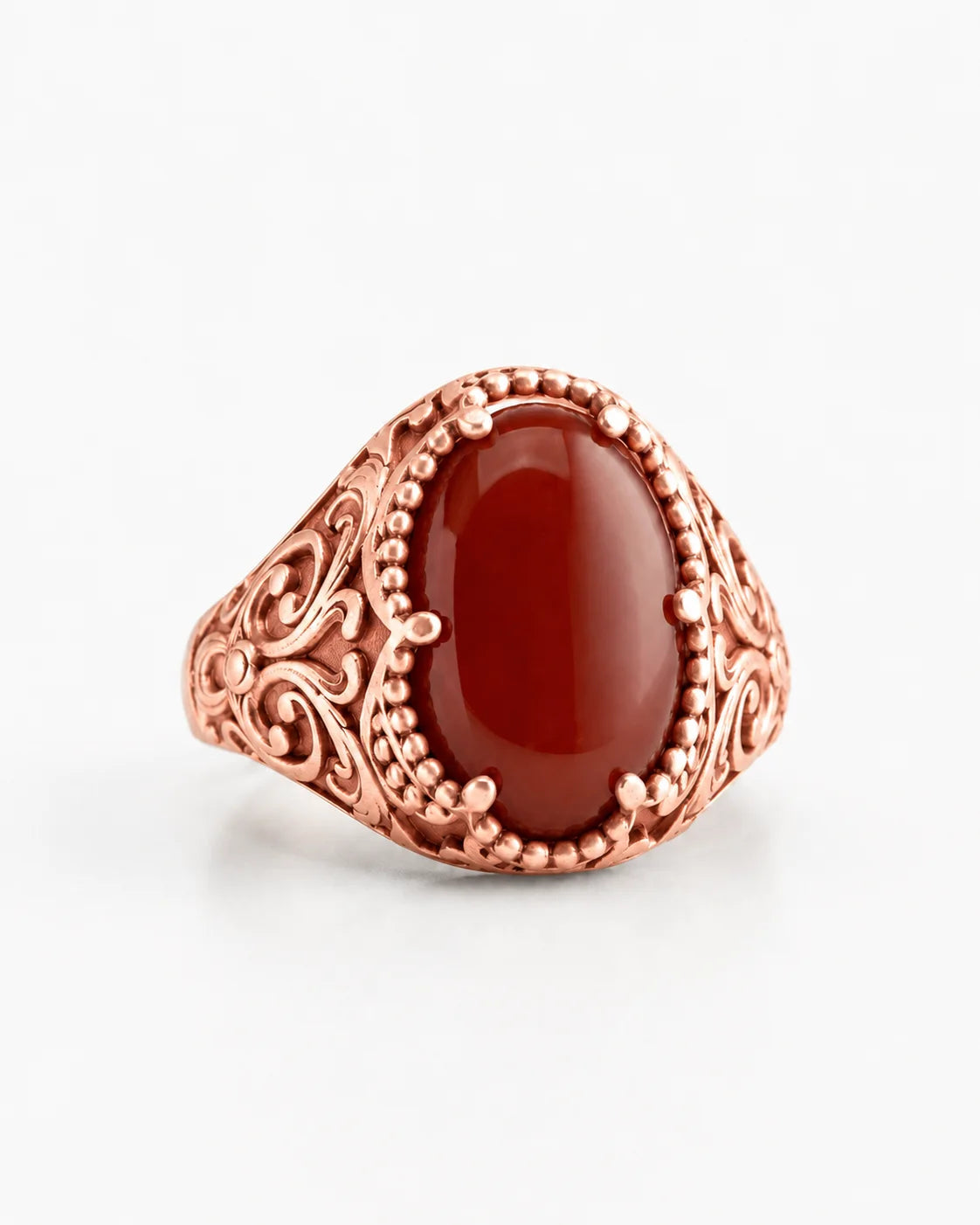 Carnelian Relief Motif Signet Ring  Ring Charmora Jewelry