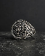 Sculpted Lion Head Signet Ring  Ring Charmora Jewelry