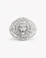 Sculpted Lion Head Signet Ring  Ring Charmora Jewelry