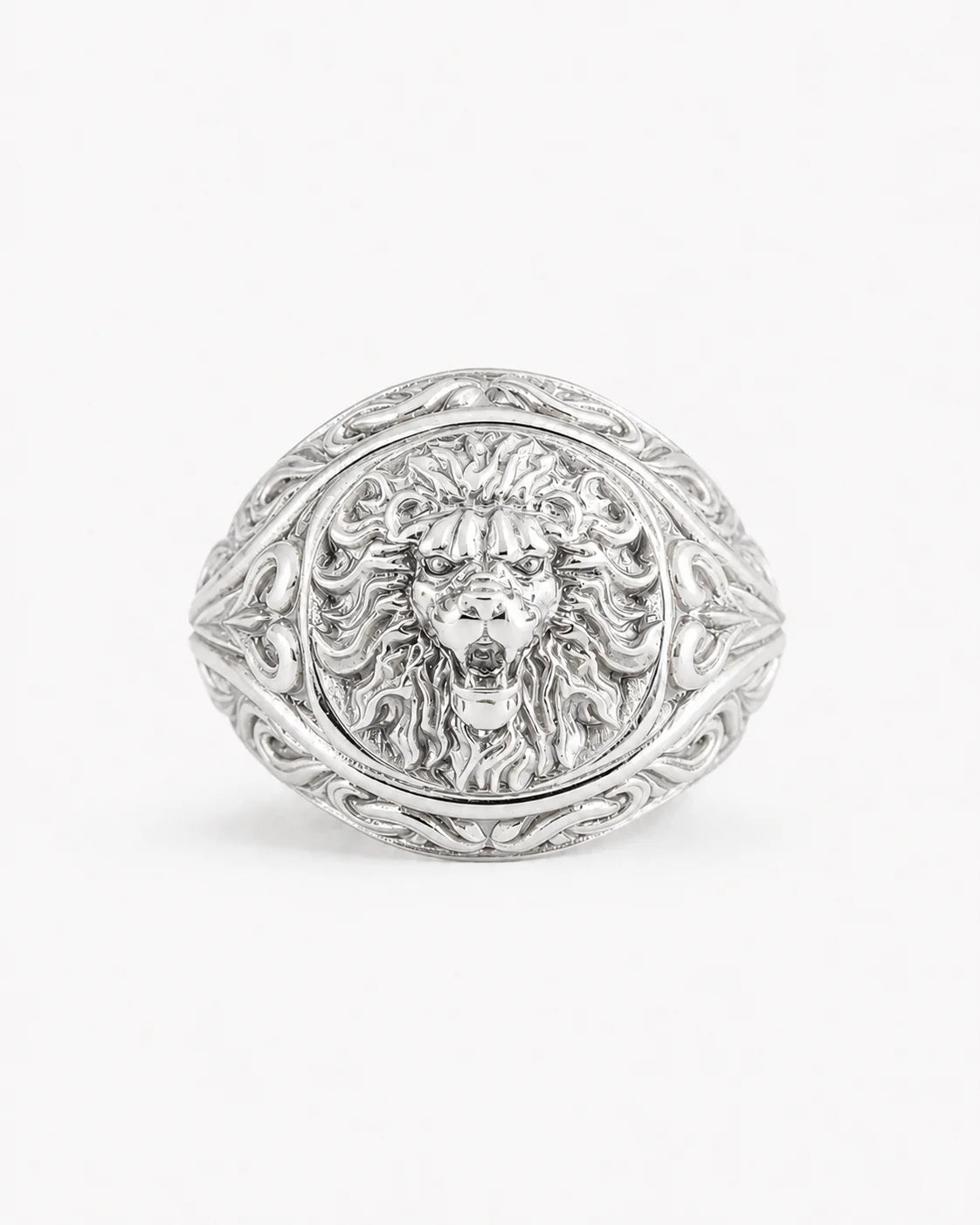 Sculpted Lion Head Signet Ring  Ring Charmora Jewelry