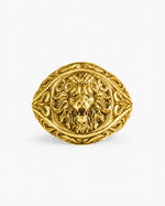 Sculpted Lion Head Signet Ring  Ring Charmora Jewelry