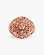 Sculpted Lion Head Signet Ring  Ring Charmora Jewelry