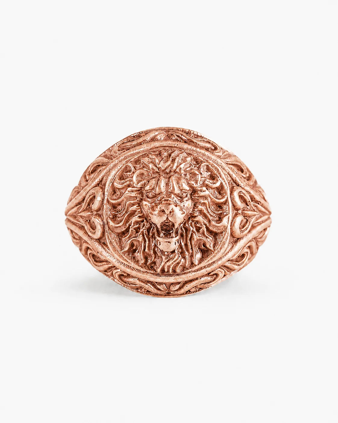 Sculpted Lion Head Signet Ring  Ring Charmora Jewelry