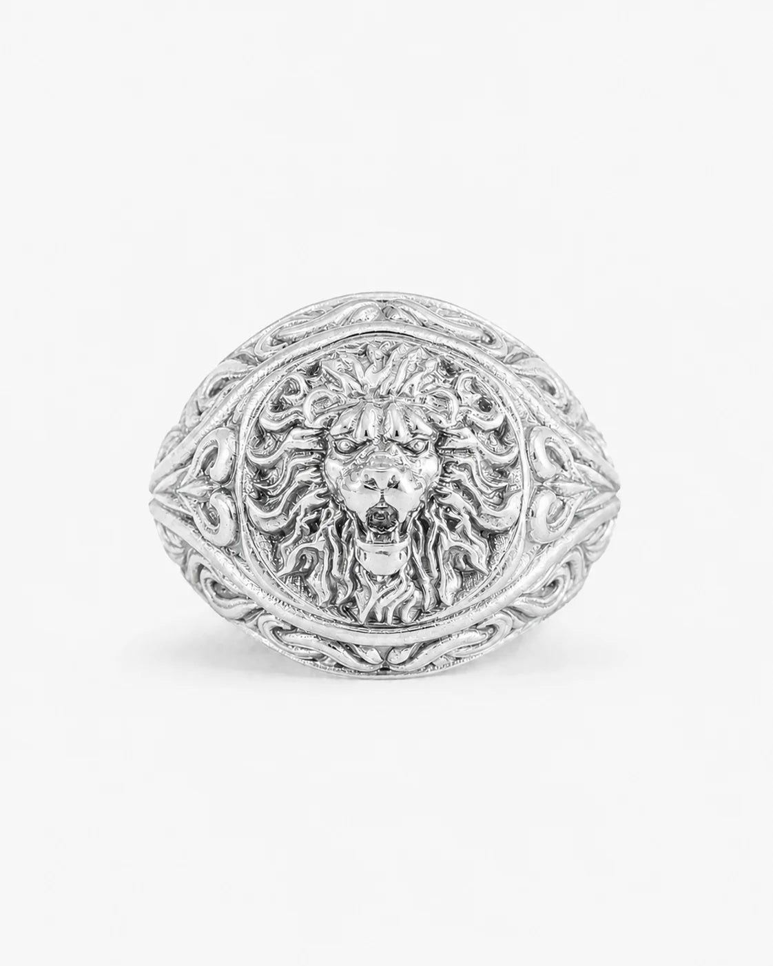 Sculpted Lion Head Signet Ring  Ring Charmora Jewelry