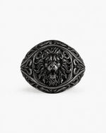 Sculpted Lion Head Signet Ring  Ring Charmora Jewelry