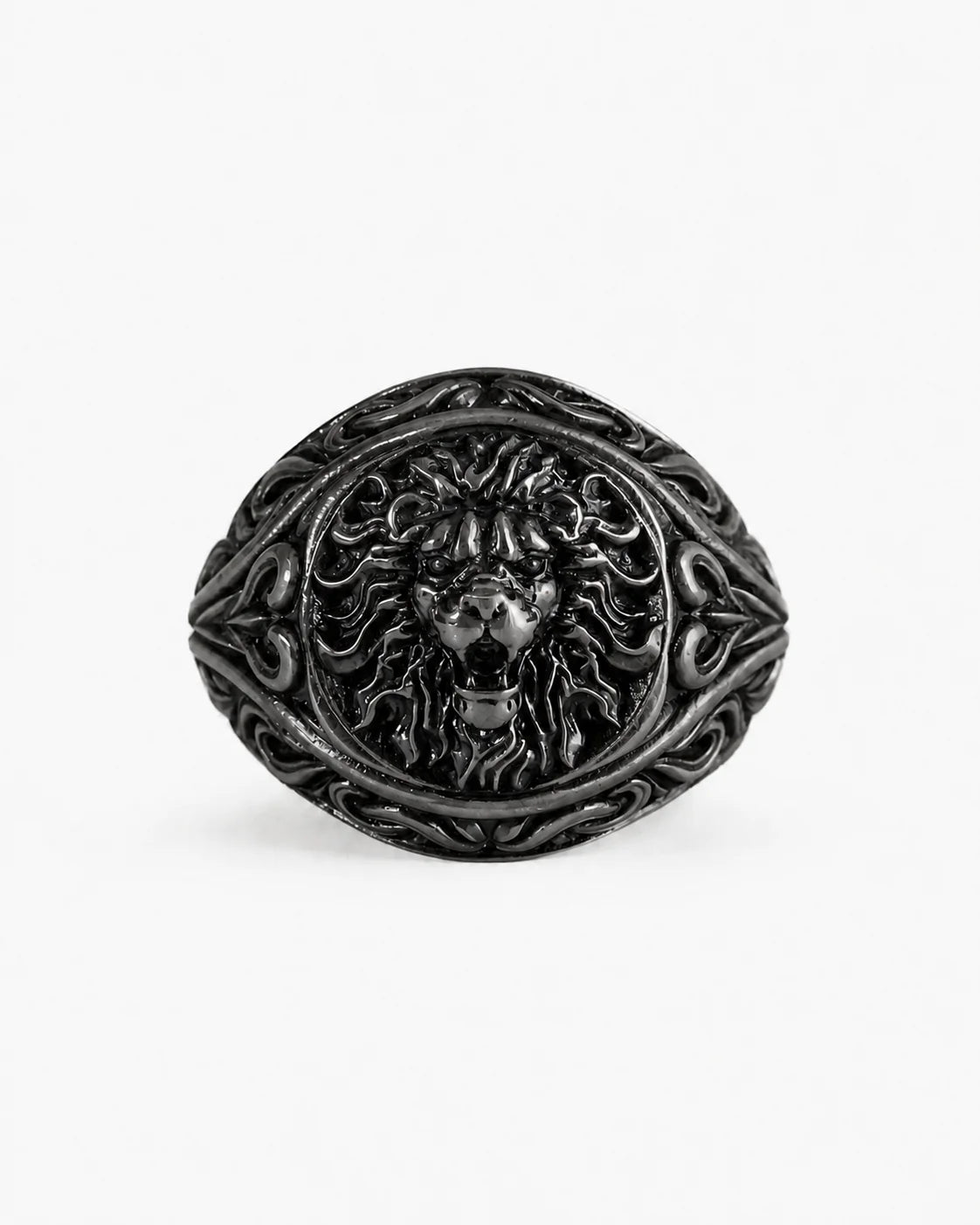 Sculpted Lion Head Signet Ring  Ring Charmora Jewelry