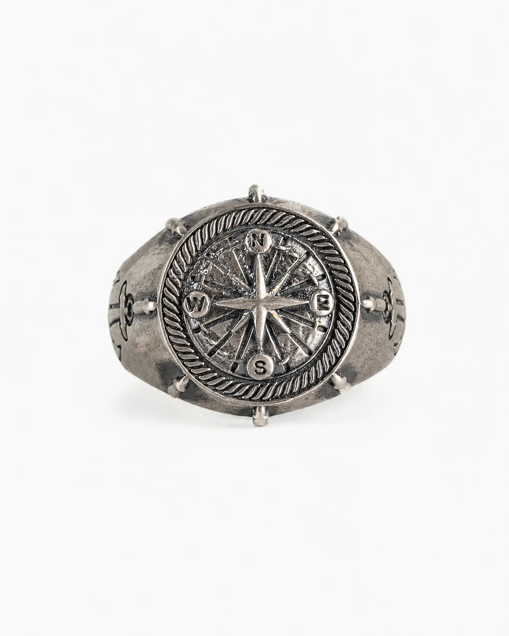 Navigational Compass Motif Signet Ring  Ring Charmora Jewelry
