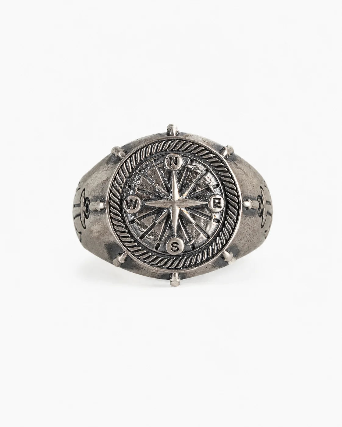 Navigational Compass Motif Signet Ring  Ring Charmora Jewelry
