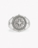 Navigational Compass Motif Signet Ring  Ring Charmora Jewelry