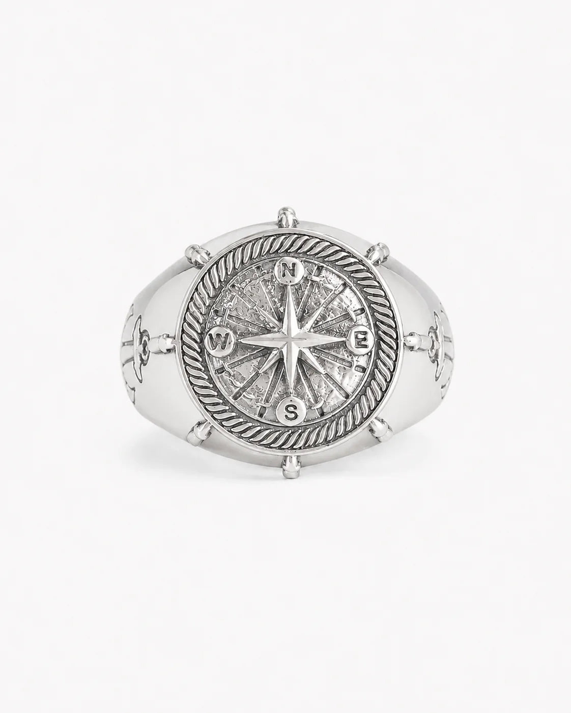 Navigational Compass Motif Signet Ring  Ring Charmora Jewelry