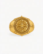 Navigational Compass Motif Signet Ring  Ring Charmora Jewelry